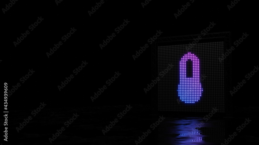 Poster 3d rendering of light shaped as symbol of thermometer quarter on black background