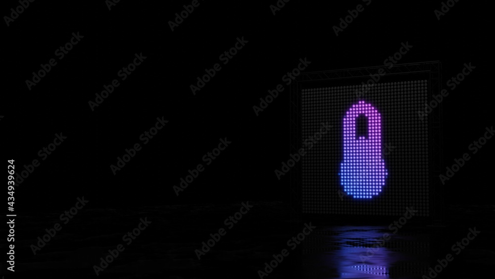Poster 3d rendering of light shaped as symbol of thermometer half on black background