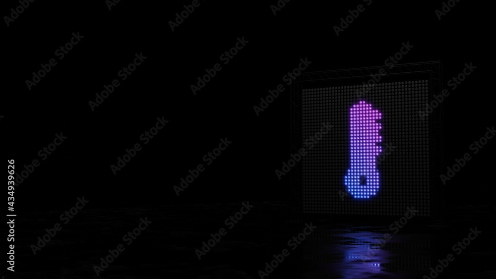 Poster 3d rendering of light shaped as symbol of thermometer on black background
