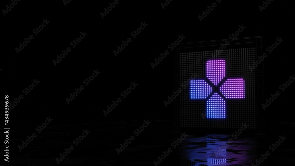Poster 3d rendering of light shaped as symbol of technology on black background