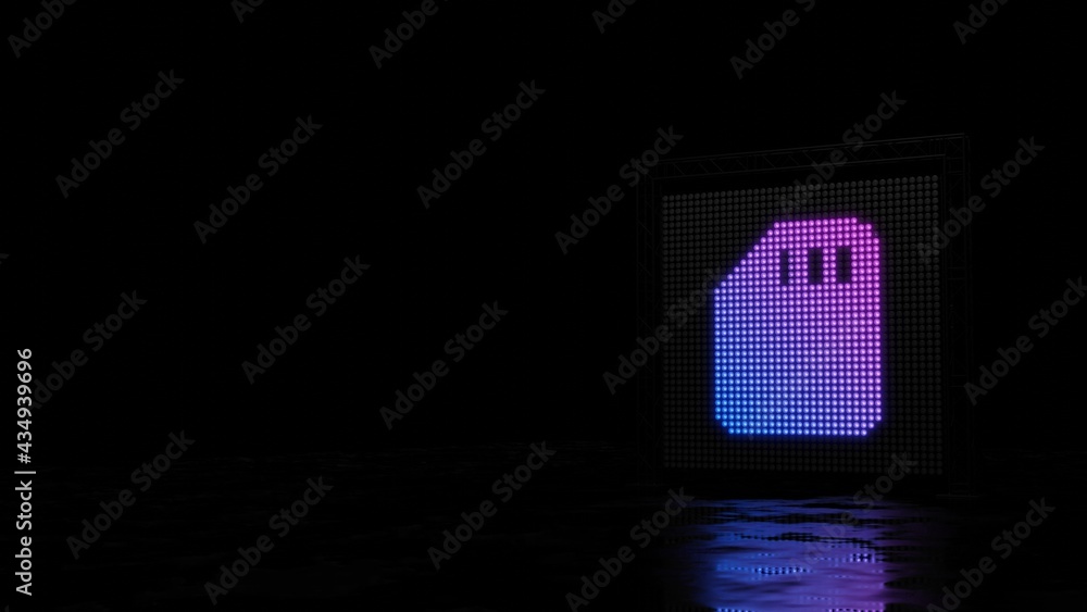 Poster 3d rendering of light shaped as symbol of technology on black background