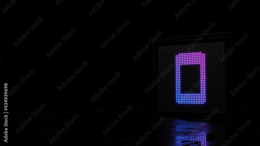 Poster 3d rendering of light shaped as symbol of technology on black background