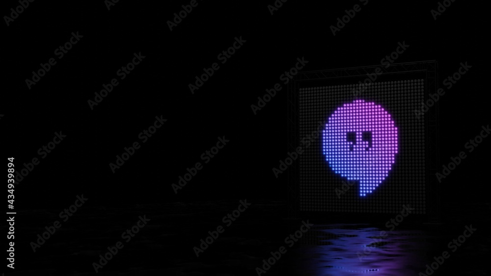 Poster 3d rendering of light shaped as symbol of symbol on black background