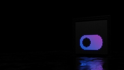 3d rendering of light shaped as symbol of switch on black background