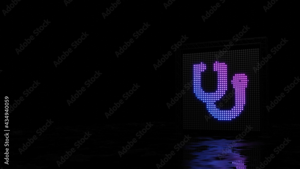 Poster 3d rendering of light shaped as symbol of stethoscope on black background