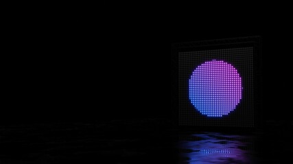 3d rendering of light shaped as symbol of stopwatch on black background