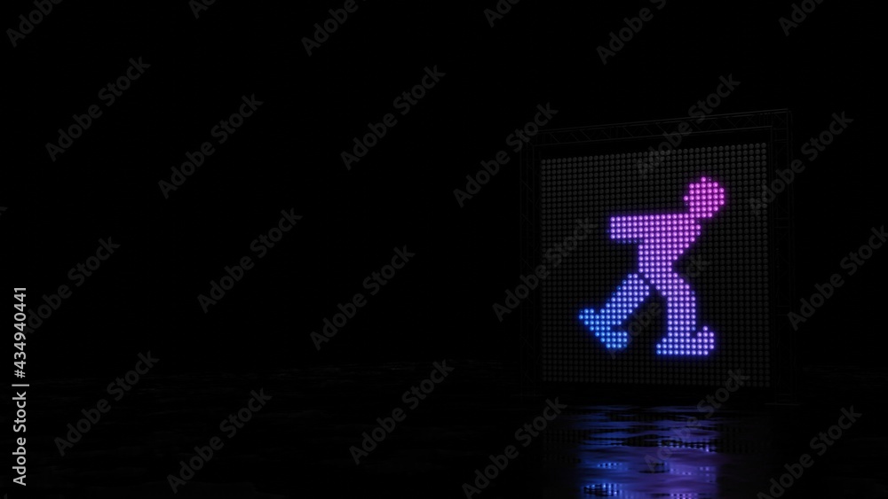 Poster 3d rendering of light shaped as symbol of skating on black background