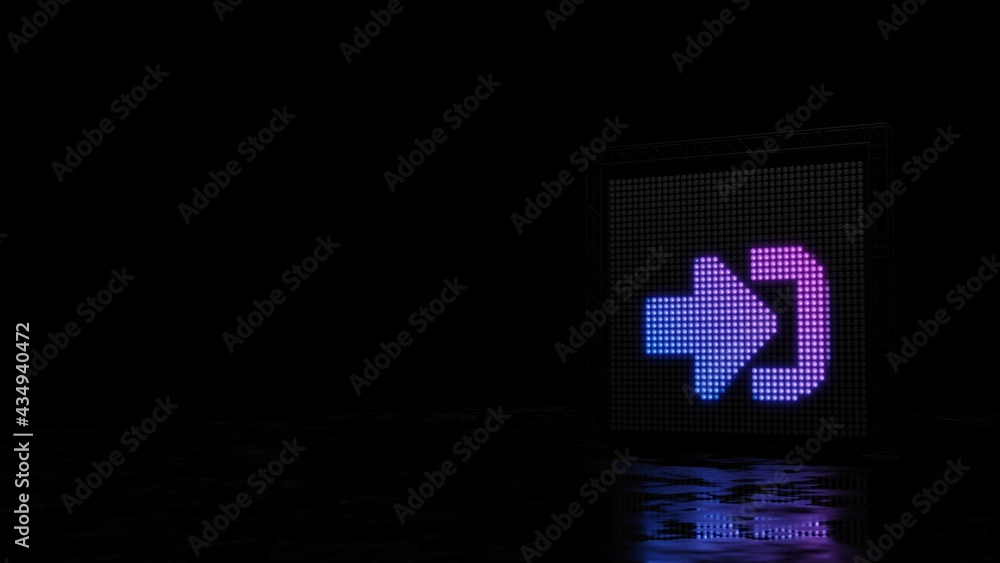 Poster 3d rendering of light shaped as symbol of sign in alt on black background