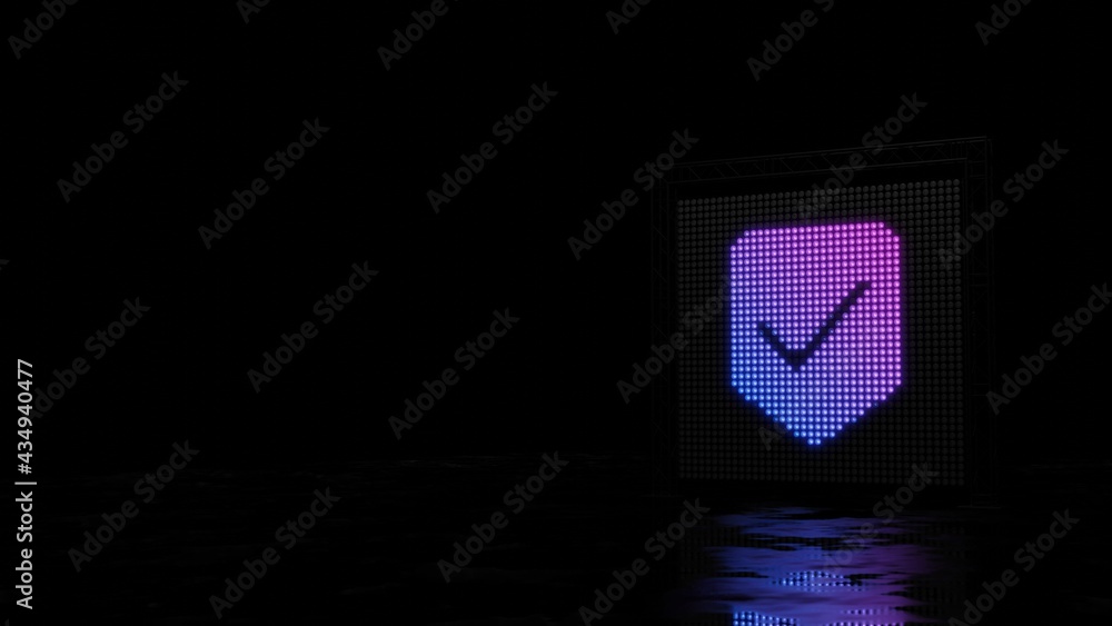 Poster 3d rendering of light shaped as symbol of signal on black background