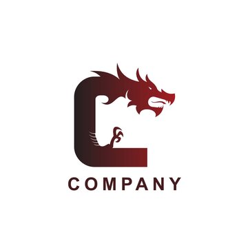 logo design creative abjad C dragon