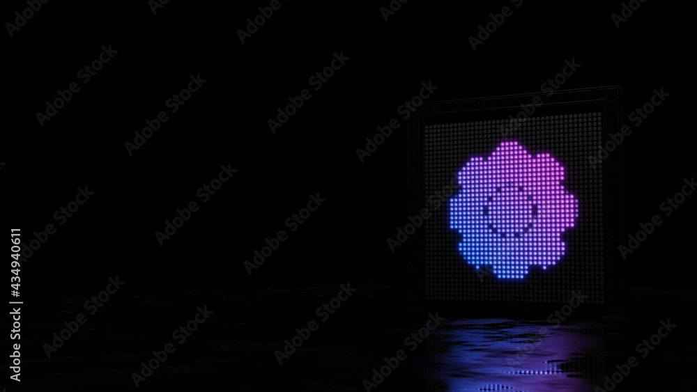 Poster 3d rendering of light shaped as symbol of settings on black background