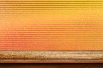 Top Wood shelves or table on metal wall background.For put product and some thing