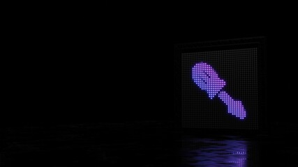 3d rendering of light shaped as symbol of screwdriver on black background