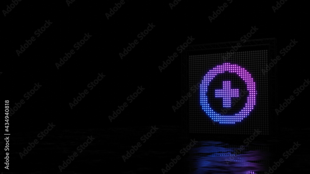 Poster 3d rendering of light shaped as symbol of round on black background