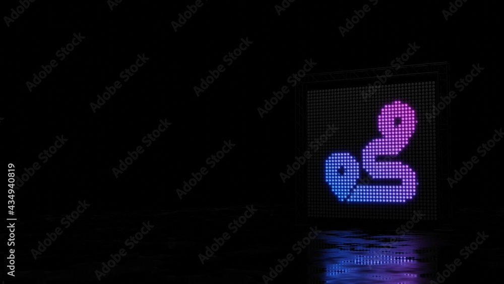 Poster 3d rendering of light shaped as symbol of route on black background