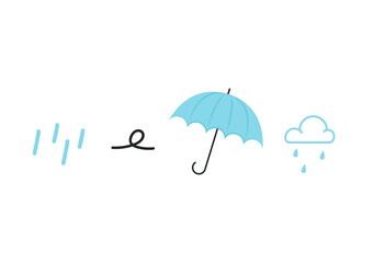 Umbrella and Rain logo design. Umbrella vector on white background. Wind, Rain and Umbrella icon vector.