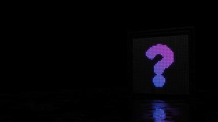 3d rendering of light shaped as symbol of question on black background