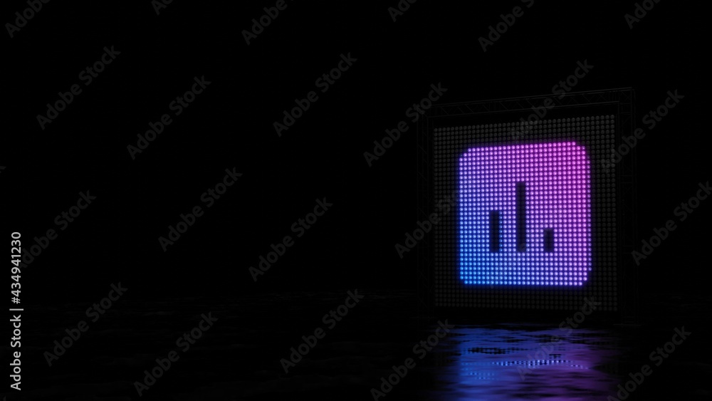 Poster 3d rendering of light shaped as symbol of poll on black background