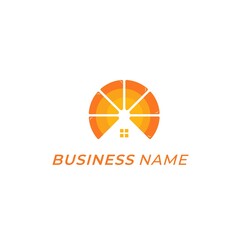 design logo creative orange juice and house