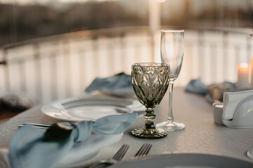 Fine table setting in gourmet restaurant