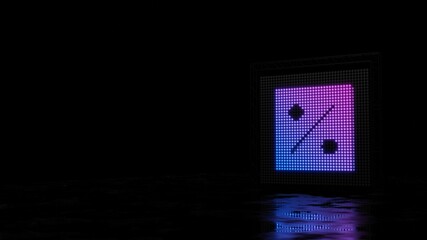 3d rendering of light shaped as symbol of percent on black background
