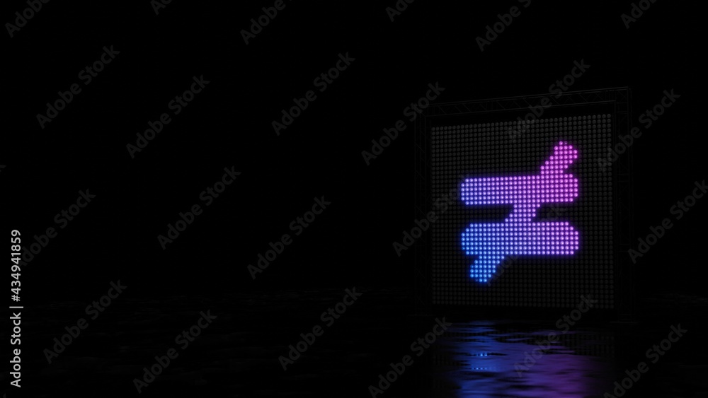 Aufkleber 3d rendering of light shaped as symbol of not equal on black background