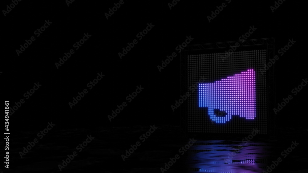 Poster 3d rendering of light shaped as symbol of notification on black background