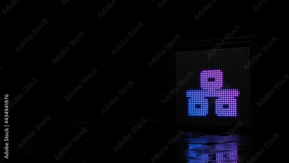 Aufkleber 3d rendering of light shaped as symbol of network wired on black background