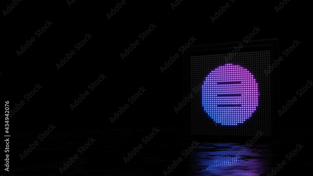 Poster 3d rendering of light shaped as symbol of menu on black background