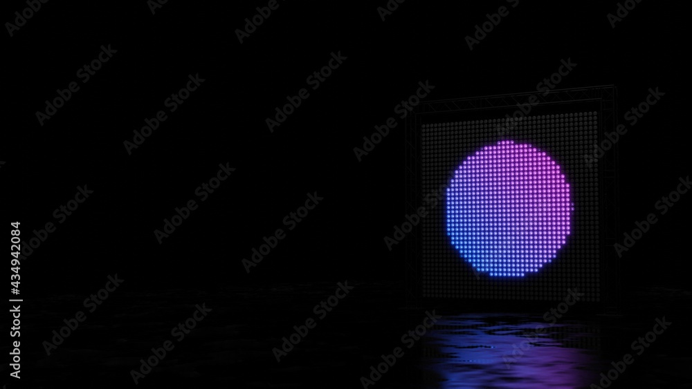 Poster 3d rendering of light shaped as symbol of menu on black background