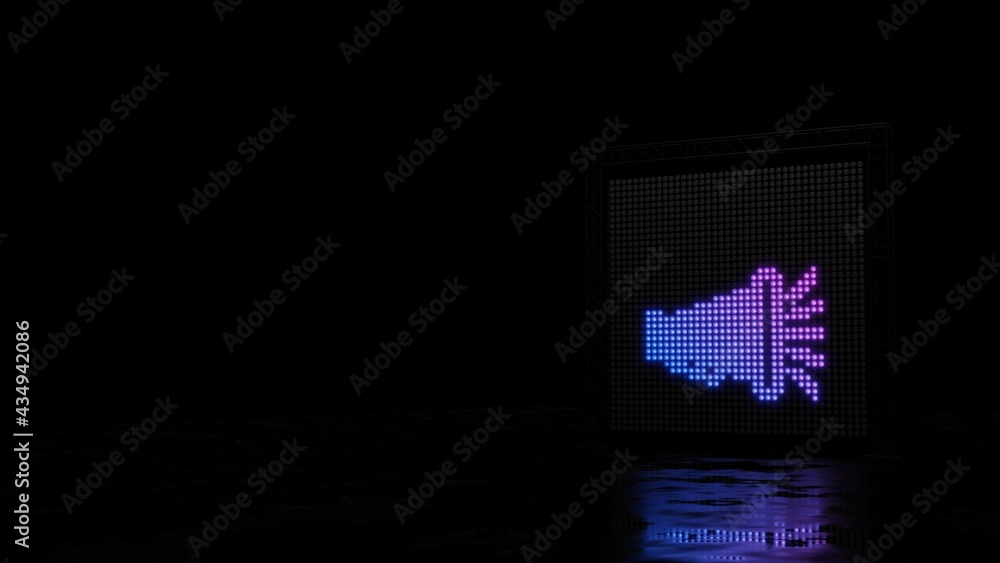 Poster 3d rendering of light shaped as symbol of megaphone on black background