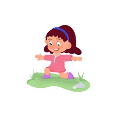 Girl cartoon style is engaged in yoga.