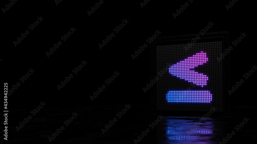 Aufkleber 3d rendering of light shaped as symbol of less than equal on black background