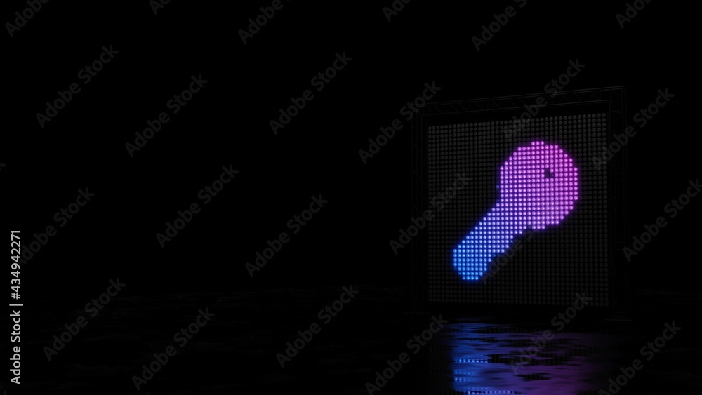 Aufkleber 3d rendering of light shaped as symbol of key on black background