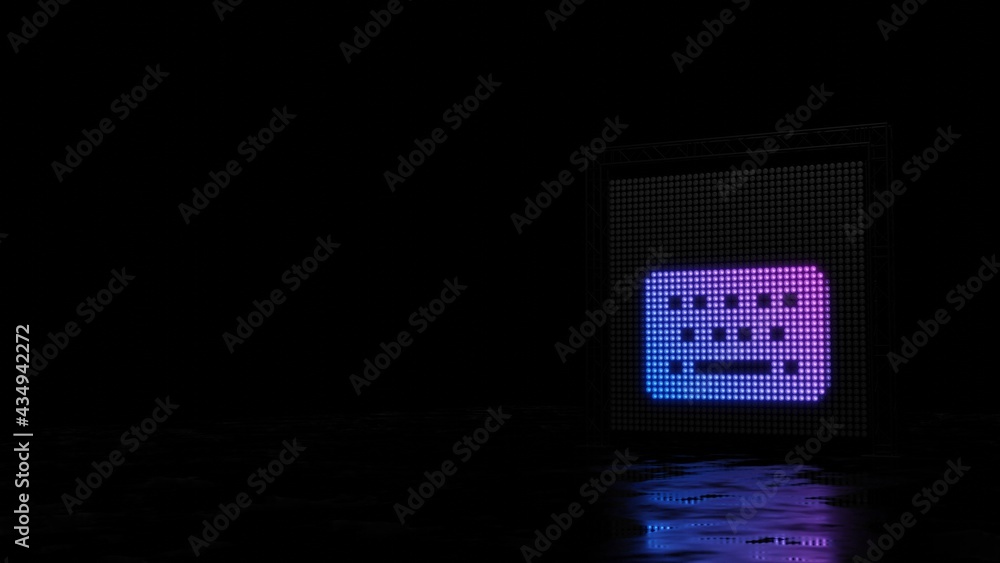 Aufkleber 3d rendering of light shaped as symbol of keyboard on black background