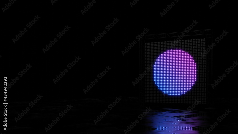 Poster 3d rendering of light shaped as symbol of internet on black background
