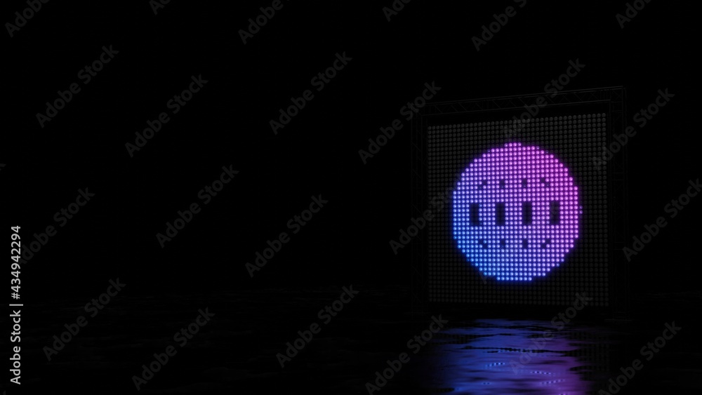 Poster 3d rendering of light shaped as symbol of internet on black background