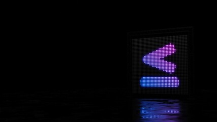 3d rendering of light shaped as symbol of less than equal on black background