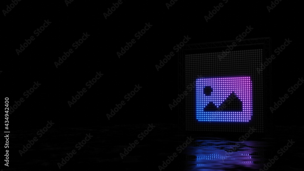 Poster 3d rendering of light shaped as symbol of image on black background