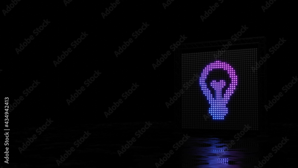 Poster 3d rendering of light shaped as symbol of idea on black background