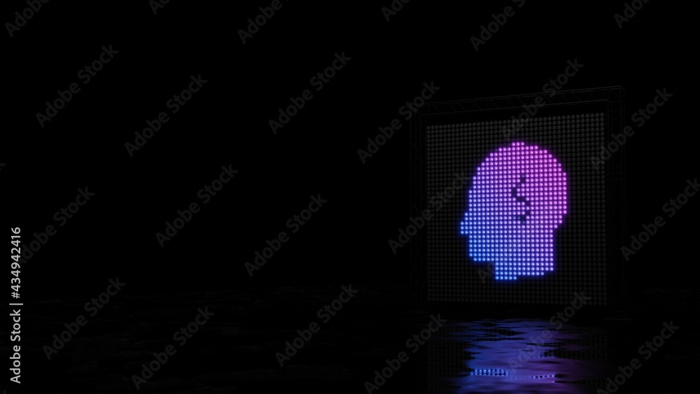 Poster 3d rendering of light shaped as symbol of idea on black background