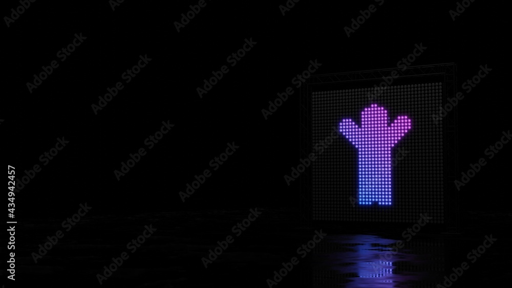 Poster 3d rendering of light shaped as symbol of child on black background