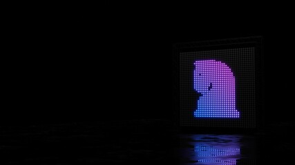 3d rendering of light shaped as symbol of chess knight on black background