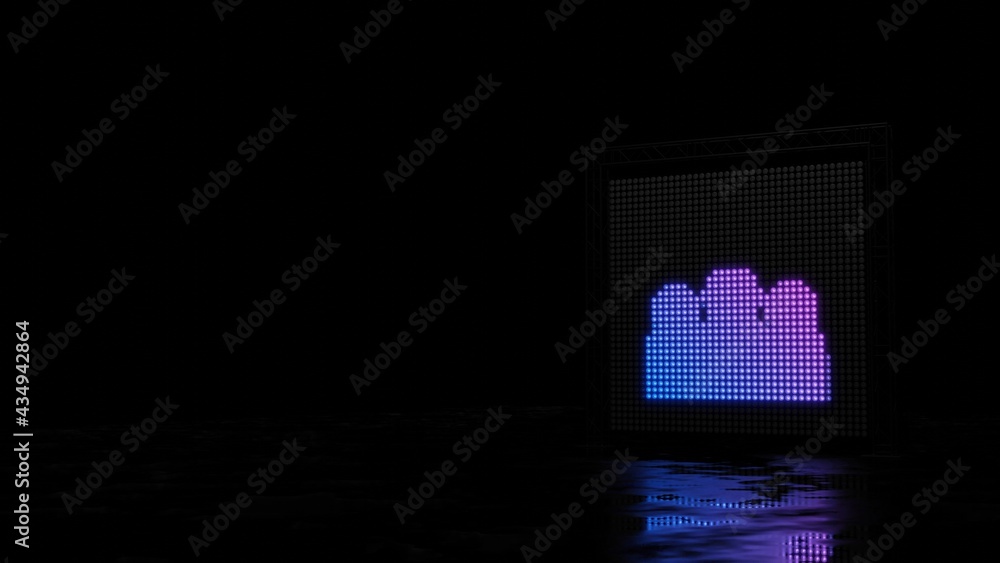 Poster 3d rendering of light shaped as symbol of group on black background