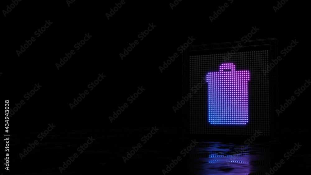Aufkleber 3d rendering of light shaped as symbol of garbage on black background