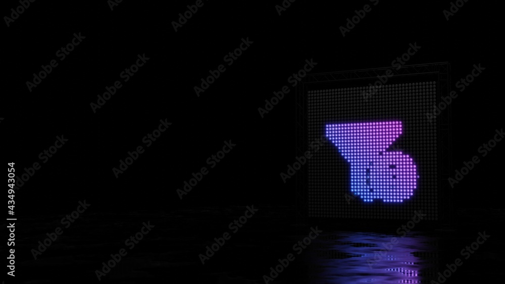 Poster 3d rendering of light shaped as symbol of funnel dollar on black background
