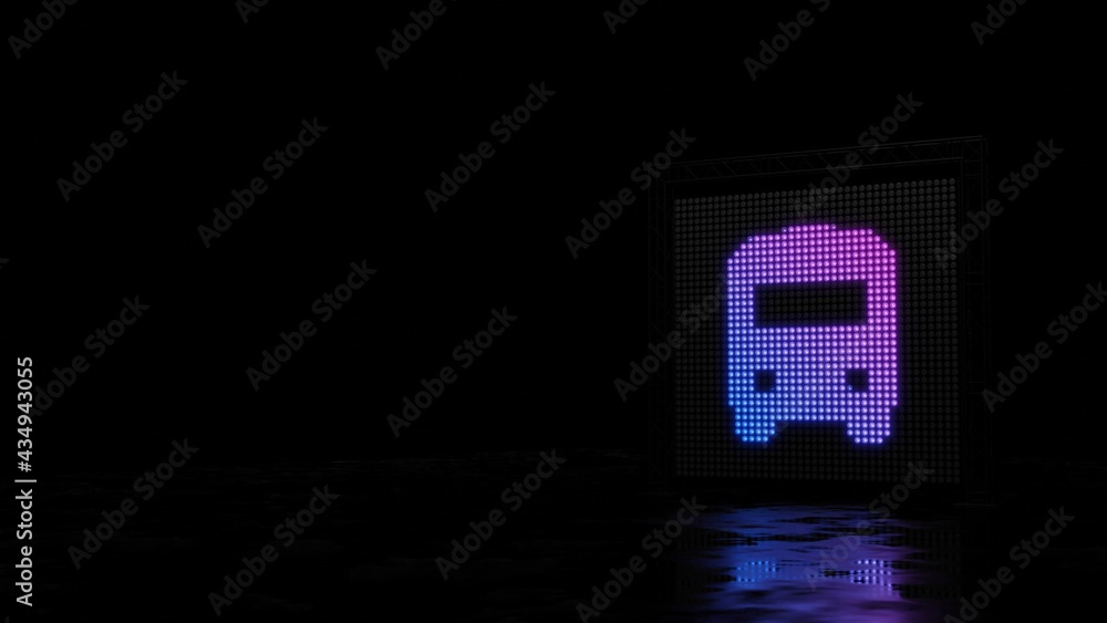 Aufkleber 3d rendering of light shaped as symbol of front bus on black background