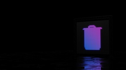 3d rendering of light shaped as symbol of garbage on black background