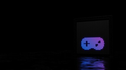 3d rendering of light shaped as symbol of gamepad on black background