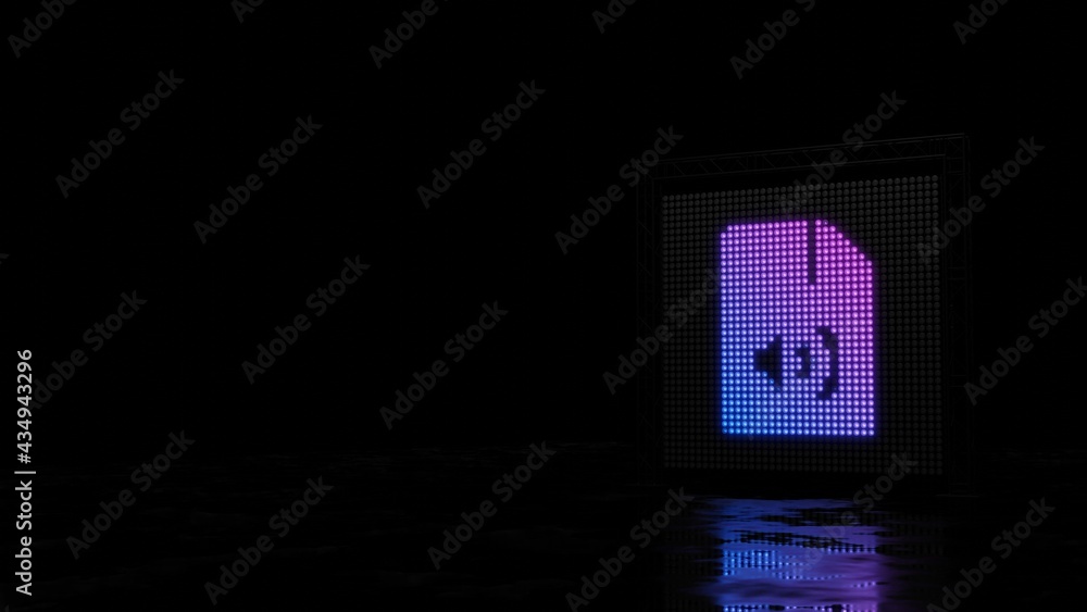 Aufkleber 3d rendering of light shaped as symbol of file audio on black background